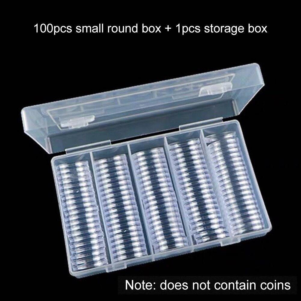 100PCS 25mm Plastic Coin Holder Capsules Container with Storage Organiz Box and Foam Gasket for Coin Collection Coin Display #D0