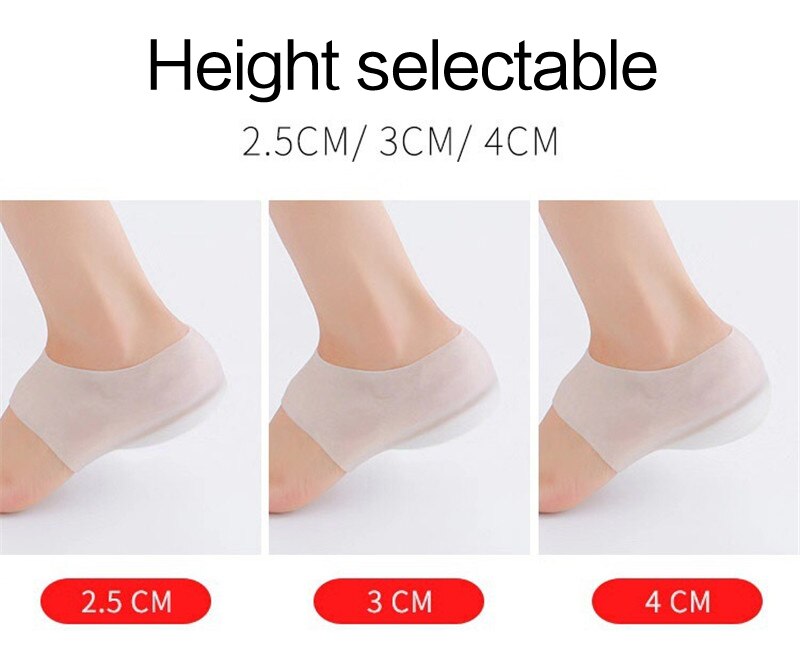 1 par osynlig höjd ökad innersula silikon hälsockor för kvinnor herr sulor 2-5cm innersulor för plantar fasciitis sko sula