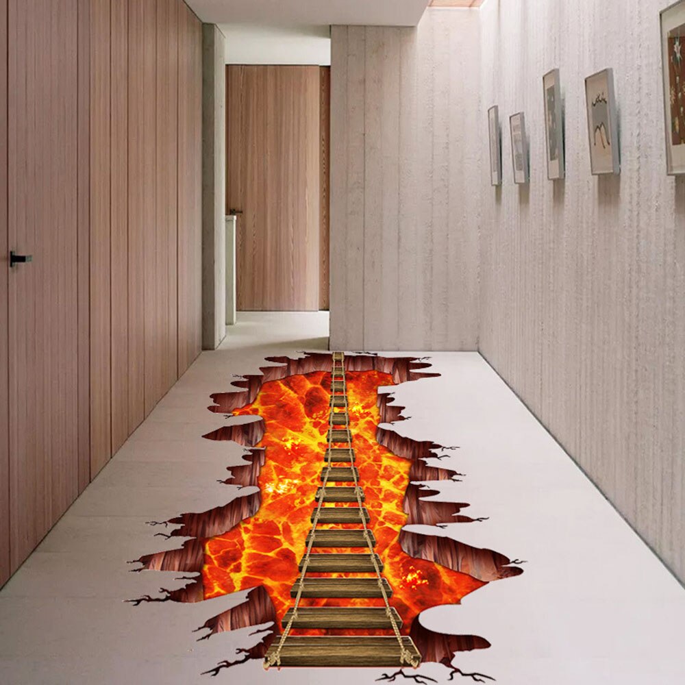 Flamme grand 3D autocollant mural PVC étanche autocollants de sol pour enfants chambre salon Stickers muraux décoration pour la maison bricolage autocollant