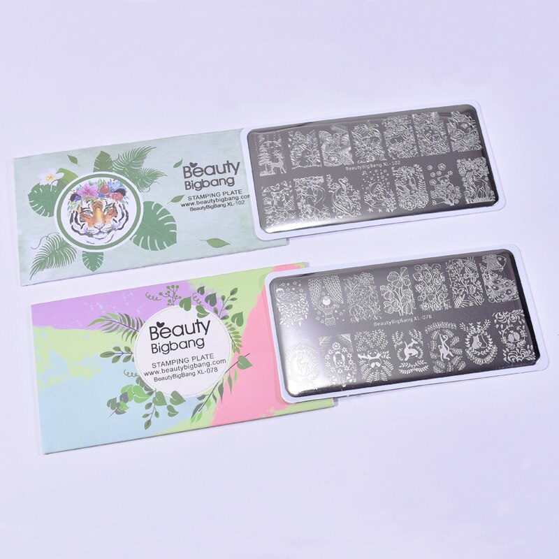 2 st beautybigbang nagelskrivare stämplingsmall set djur blomma träd ringbild nagelkonst stämpel stencilplattor: Zhsp 1714