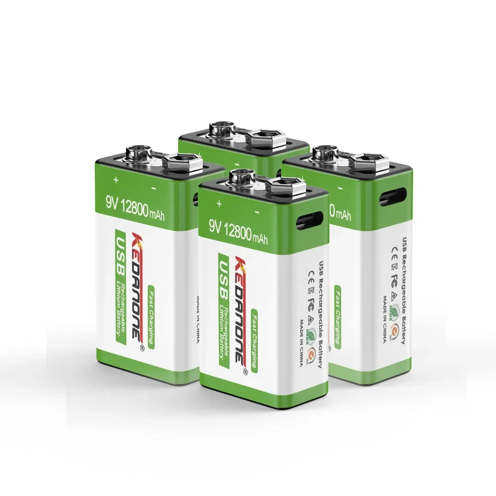 12800mAh 9V Li-ion Rechargeable Battery Micro USB Batteries 9V Lithium For Multimeter Microphone Toys Remote Control KTV: Beige