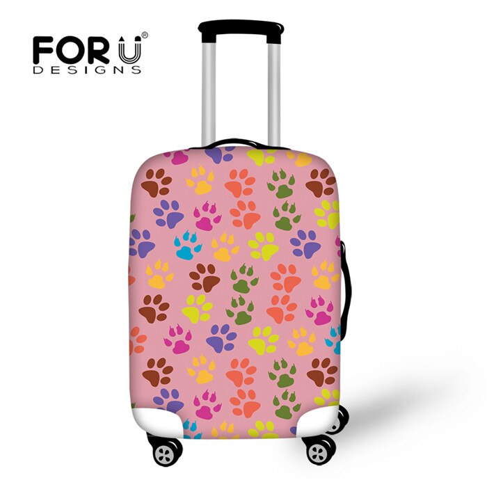 FORUDESIGNS Travel On Road Luggage Cover Protective Dye Dog Paw Print Apply to 18-30 inch Trunk Case Covers Vacation Accessories: CC90057 / S