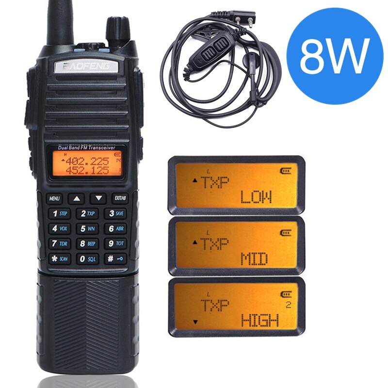 BaoFeng UV-82 Plus 10km hoch Energie 3800mAh Batterie Walkie Talkie Dual Band Radio 10KM Mit DC Stecker tragbare Radio uv82