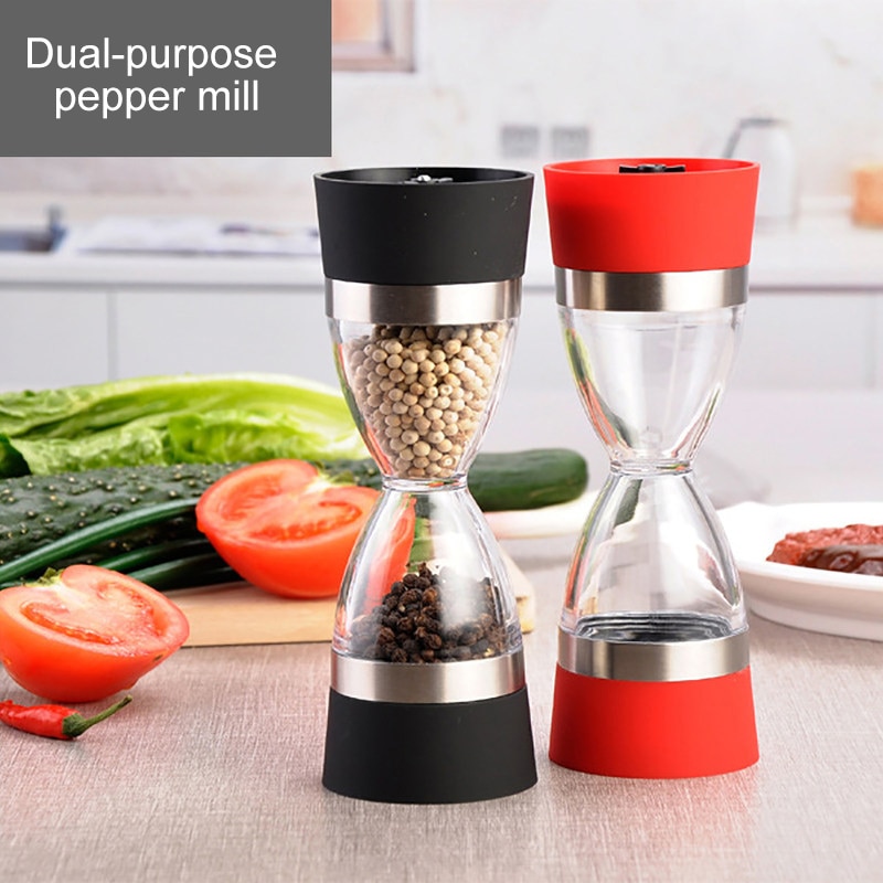 2 in 1 Shape Dual Salt Pepper Mill Spice Grinder Pepper for Kitchen Cooking Tools Easy to Clean