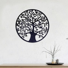 Decoración colgante de pared de árbol de la vida redondo 3D, diámetro de 60cm, arte del hierro, adorno para colgar en el hogar, decoración de pared de árbol de hierro