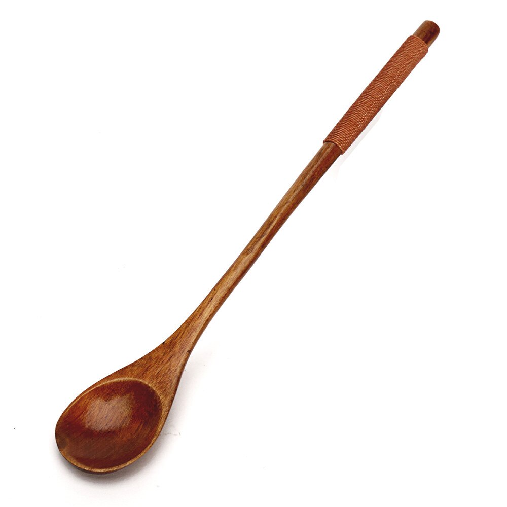 Wooden Spoons Large Long Handled Spoon Kids Spoon Wood Rice Soup Dessert Spoon Coffee Tea Mixing Tableware 20 X 2.8X 1 cm: Brown brown / 5pcs
