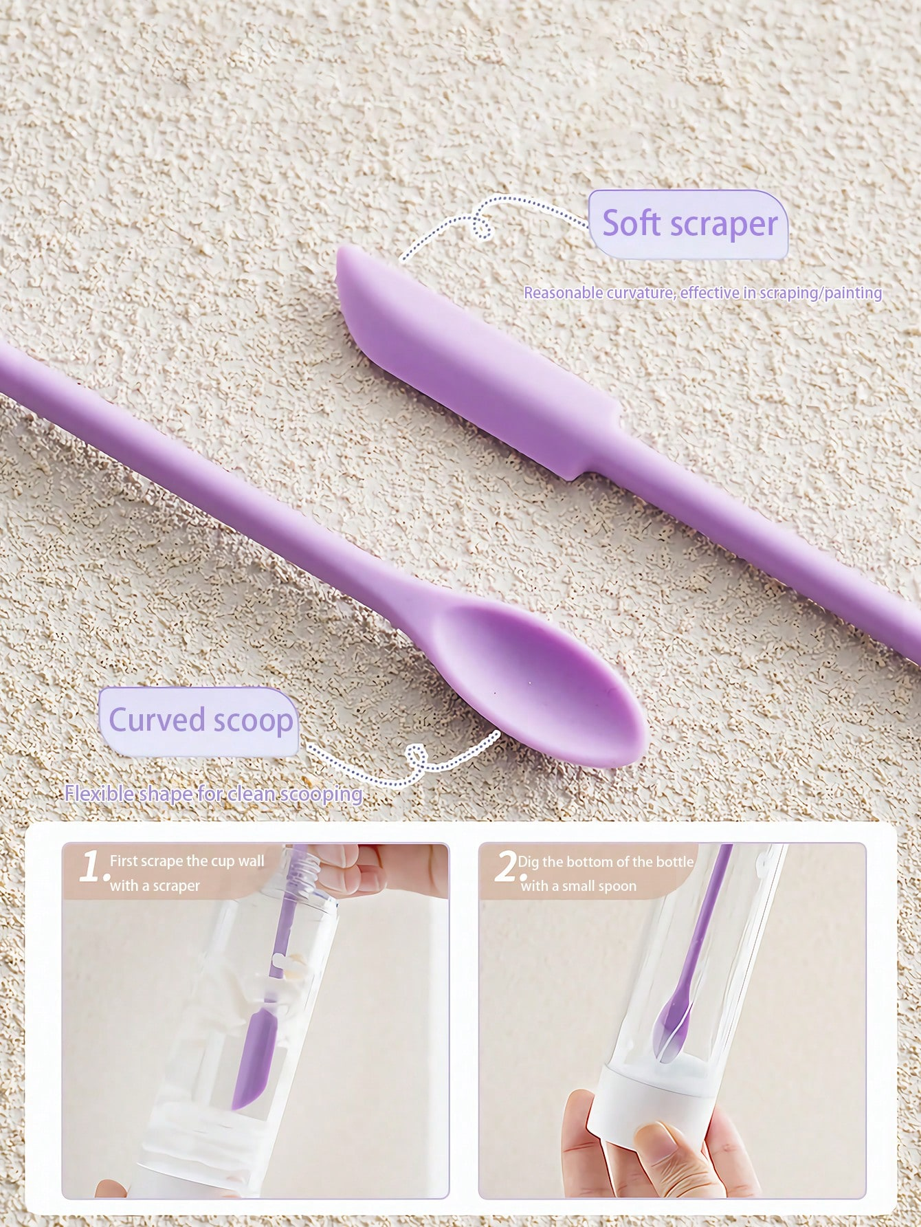 Espátula de maquillaje, juego de espátula de silicona, Mini espátula pequeña para botella de comida, espátula de belleza, tarro de loción pequeño, raspador para conseguir el último de Mak