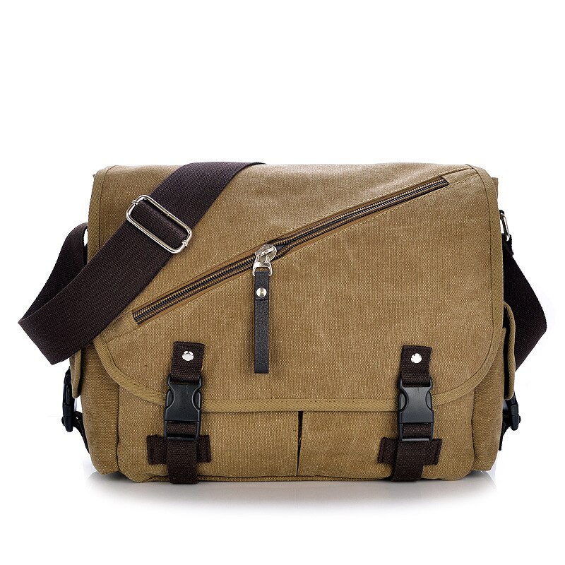 Canvas Tas Mannen Grote Capaciteit Messenger Bag Mannen Mode Een Schouder Differentieel Zak: Khaki