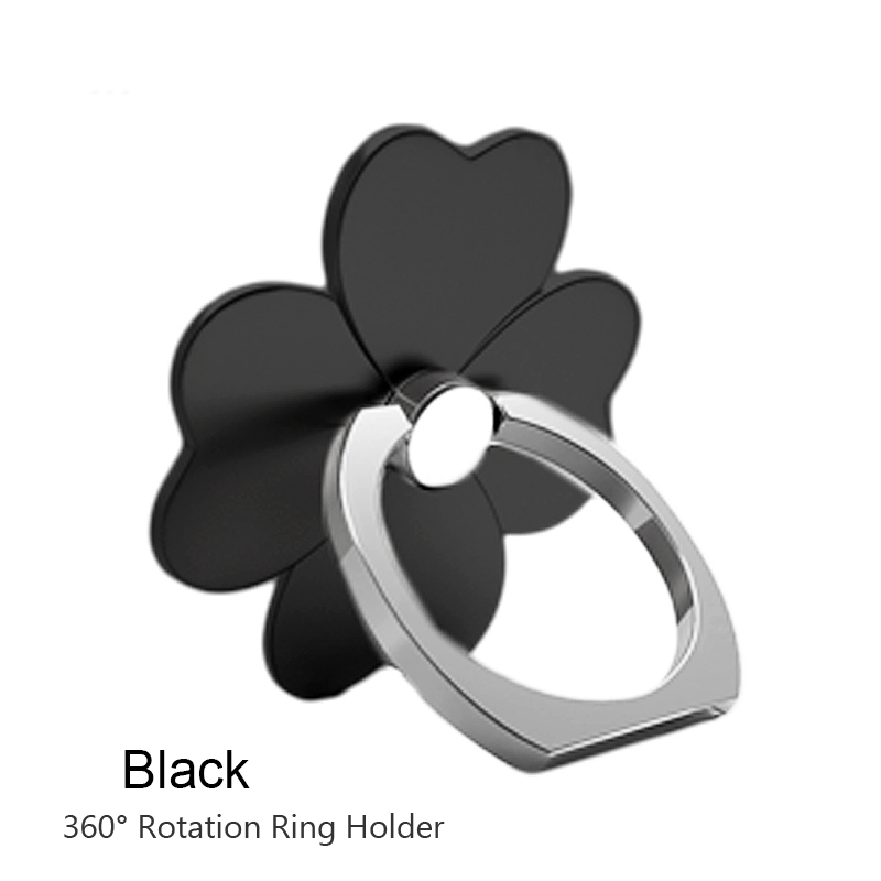 Finger Ring praktisch Smartphone Ständer Halfter praktisch Clever-Runde Telefon Ring transparent Katze Halfter Herz Buchse Auto Halterung Ständer: Blume-Schwarz