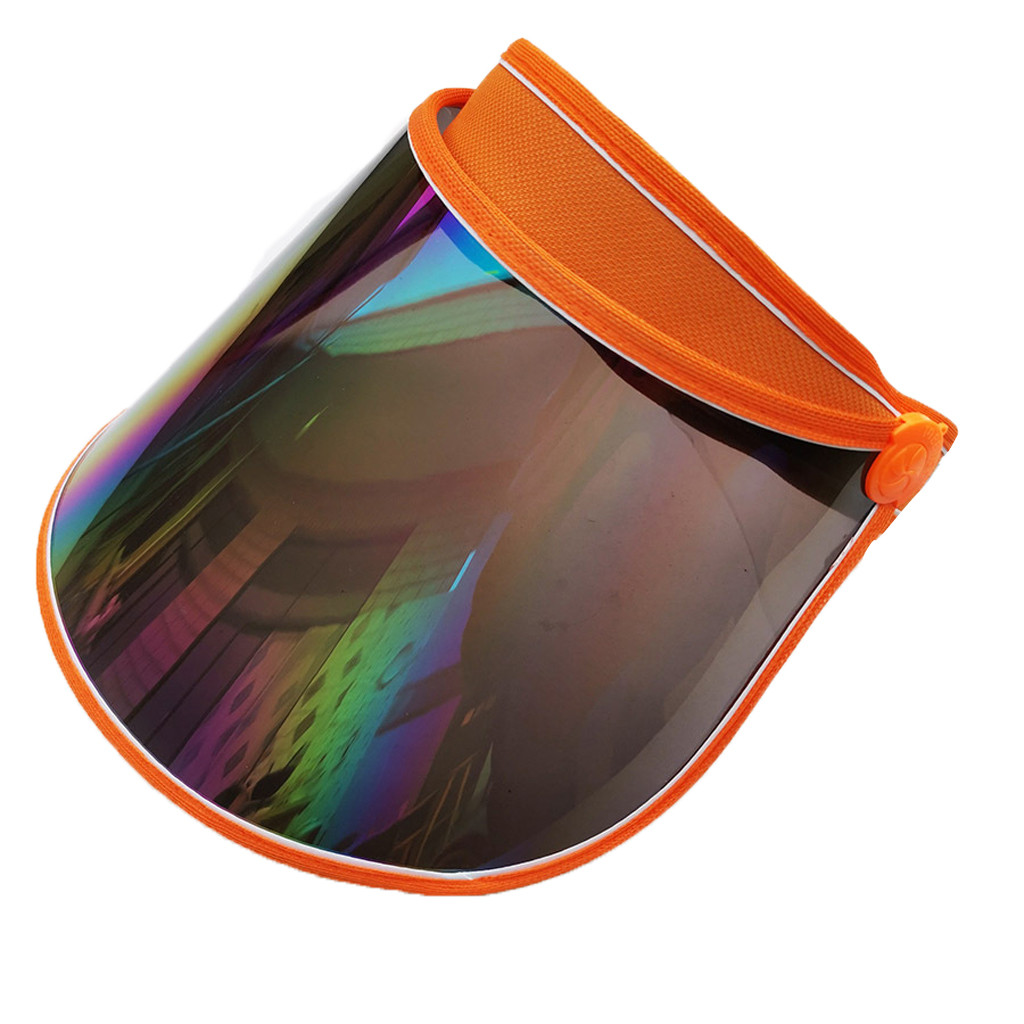 Visera vacía de verano para mujer, gorra de plástico con de arcoíris, Panel de protección UV, visera grande con visera ancha, gorra de playa para motocicleta #0323y30: Naranja
