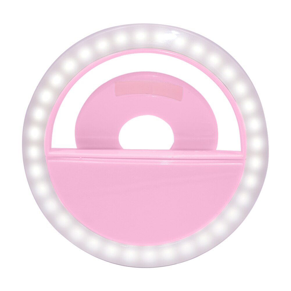Anillo de luz LED para selfis, luz Flash Macro para iluminación de cámara de teléfono móvil, luces luminosas con Clip para iPhone 11 Pro Max: Rosa