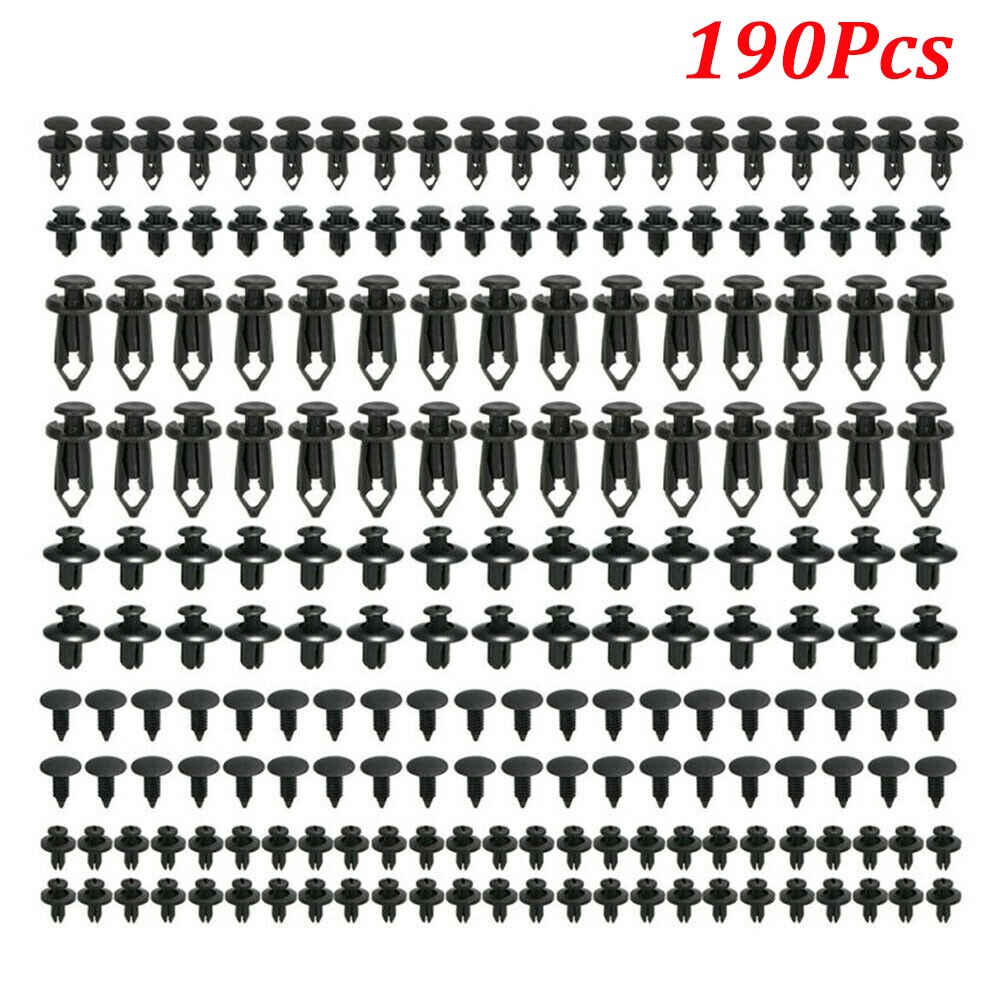 Universal Auto Fastener Clips Plastic Fastener Rivet Clips 190Pcs 6 Sizes Car Push Pin Rivet Trim Clips Fastener Clips: Default Title