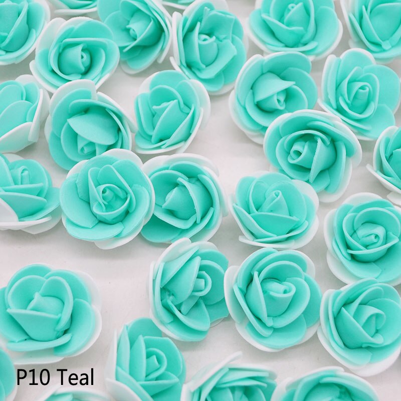 50 teile/los DIY Handarbeit Schaum Blumen 3,5 cm Rose Blume Kopf Künstliche PE Schaum Rose Hochzeit Dekoration Scrapbooking Handwerk: blaugrün