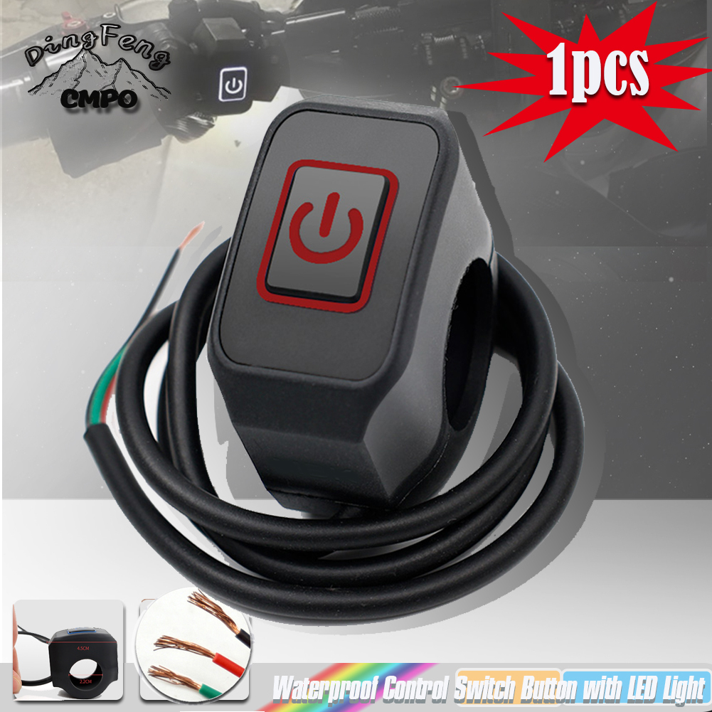 1/2 pièces interrupteur de guidon de moto avec bouton momentané de lumière LED pour électrique Star Kill bouton de commutation de commande étanche 22mm: Lavande