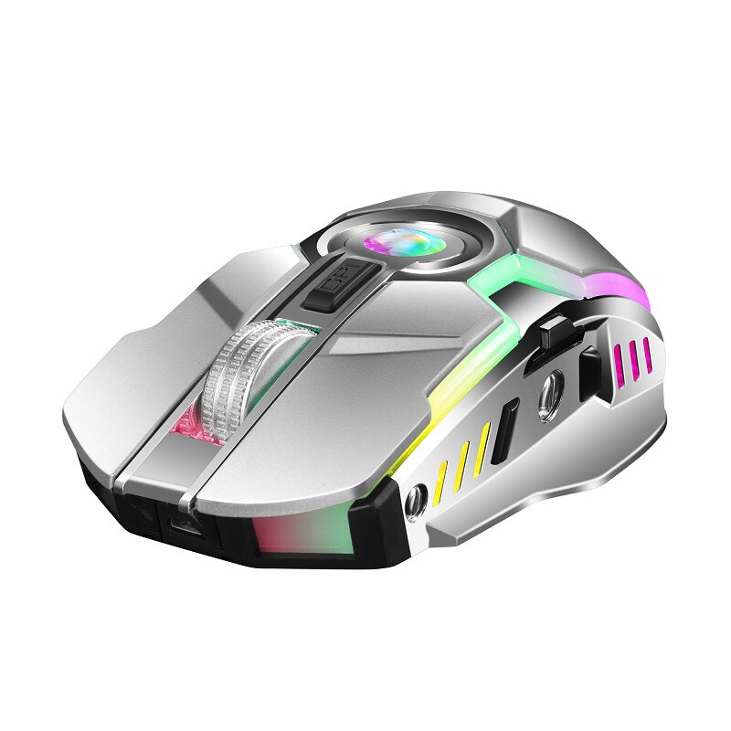 Leise, wiederaufladbare gaming-maus, kabellose streamer-maus mit rgb-led-hintergrundbeleuchtung, 7 tasten, usb 2.4g -anschluss für pc und laptop