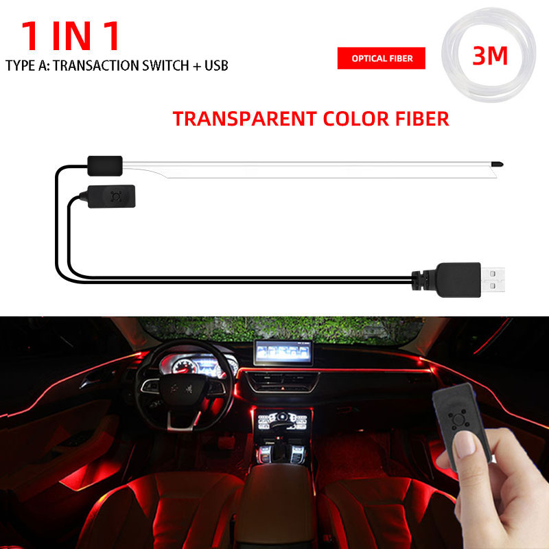 Luces decorativas para Interior de coche, tiras LED RGB de neón, 1/2 en 1, Bluetooth, controlado por aplicación, luces de fibra óptica USB, 12v: 4300 K blanco amarillo