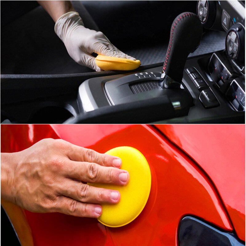 12Pcs Car Foam Sponge Yellow Sponge Pad for Vehicle Wax Car Home Care Cleaning Yellow Sponge Pad Car Waxing Maintenance Tools