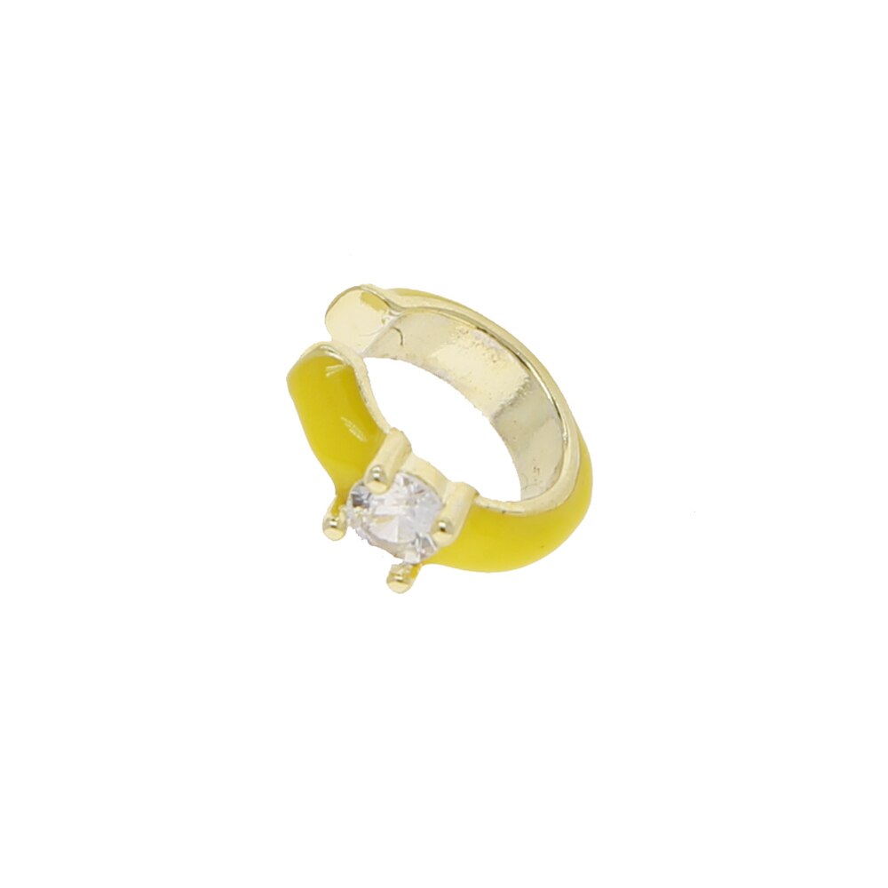 Brinco de clipe sem piercing moda feminina joias femininas 7 esmalte colorido único cz punhos de orelha: yellow