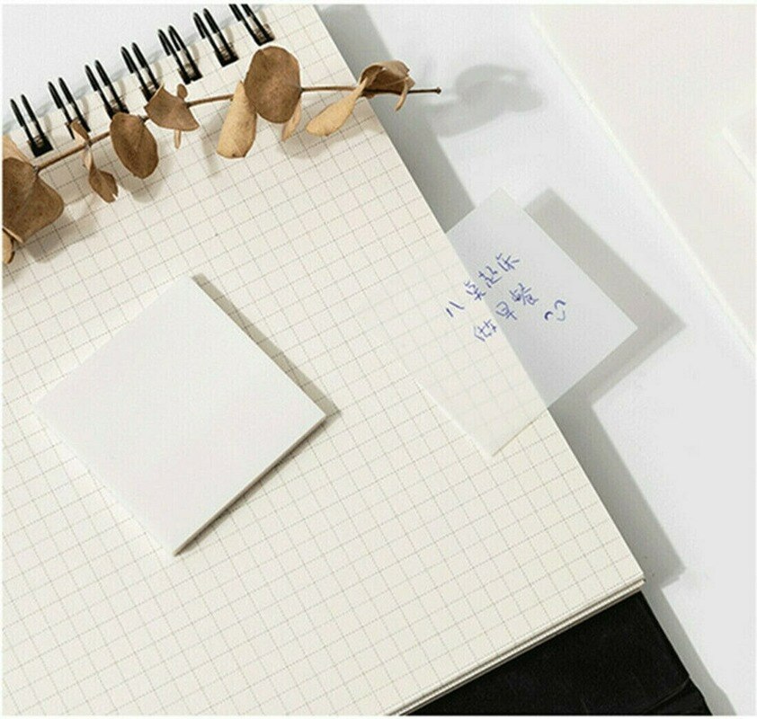100pcs Transparent Sticky Notes Memo Stationery Memo Pads Sheet Waterproof Self-Adhesive Memo Notepad School Office Supplies