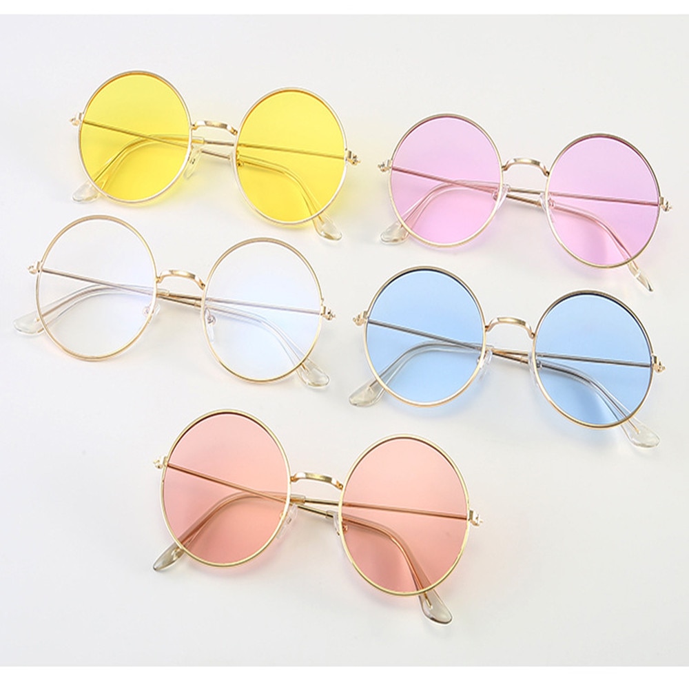 Sunglases Round novelty sunglasses women hip hop style color lenses retro glasses summer travel trend accessories