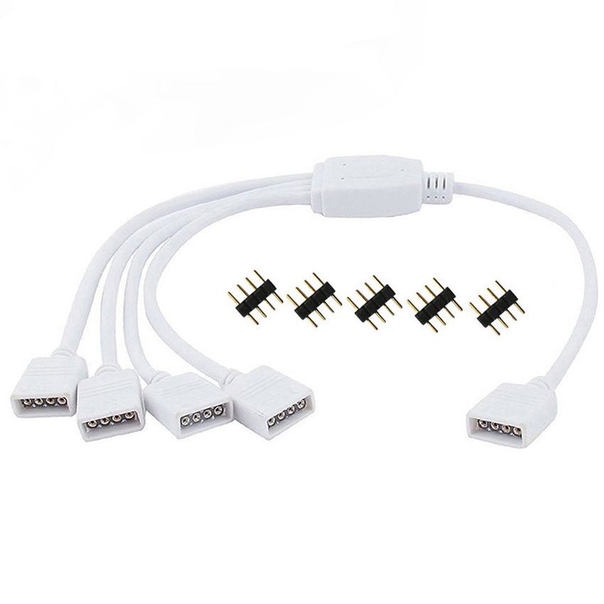 Connecteur de bande LED RGB à 4 broches, 1 à 1, 2, 3, 4, 5, câble séparateur d'alimentation, aiguille à 4 broches, fil de connecteur femelle pour bande lumineuse LED RGB: Rose