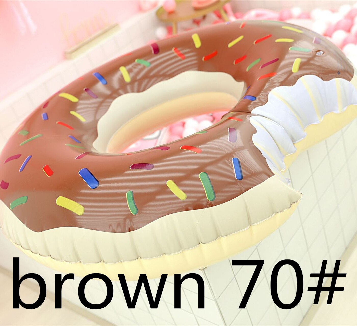 Opblaasbare donut zwemband gigantische zwembadvlot zomer buitenactiviteiten strandfeest zwembad opblaasbaar matras water: Bruin 70