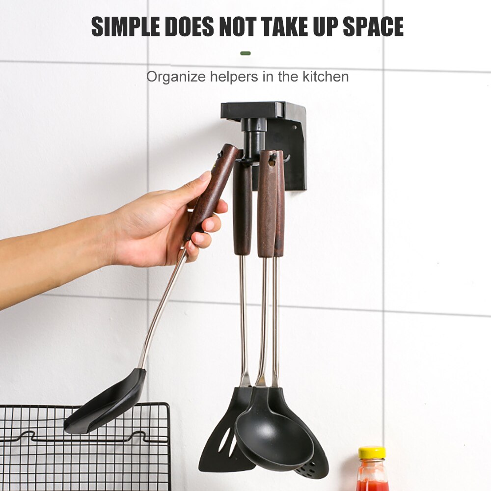 360 Degree Rotating Home Hanger Durable Cabinet Storage Rack PP Home Household Shelf Hanger Clothes Wall Mount Spatula Glass Mug