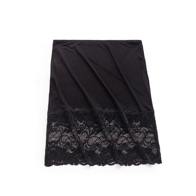 Airrved Women Silk Skirts Indoor Lace Patchwork 100% Soft silk Skirt Female Basic Straight Vestidos Size M-XL WQ121: Black / M