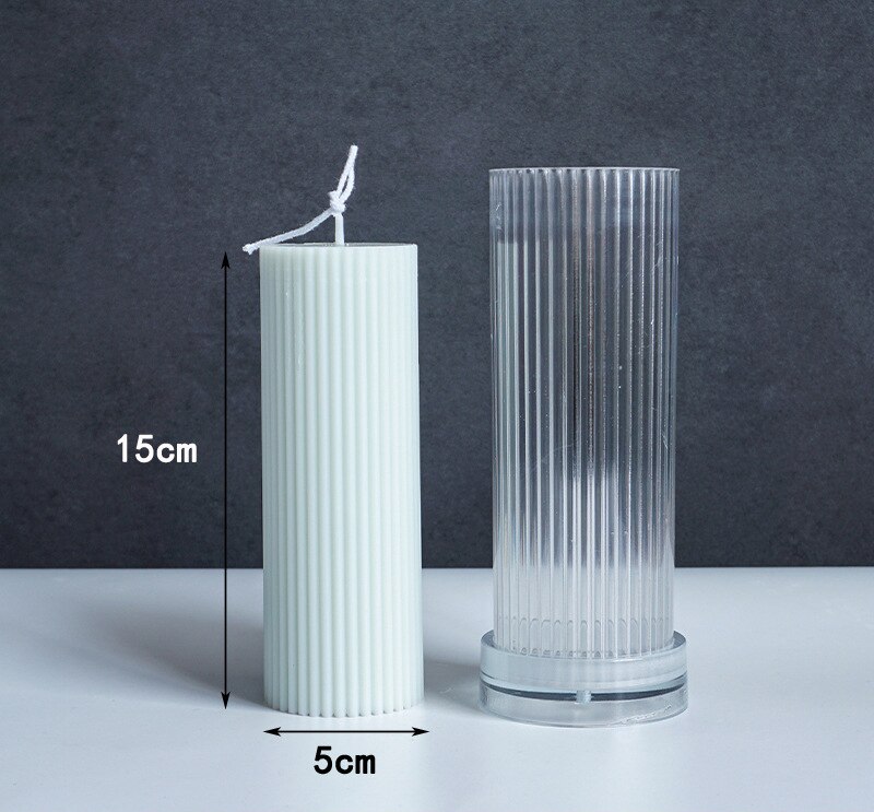 Stampi per candele a stelo lungo a strisce verticali a colonna a spirale fai-da-te stampo per candele in silicone geometrico per decorazioni romantiche per matrimoni a casa: 5x15