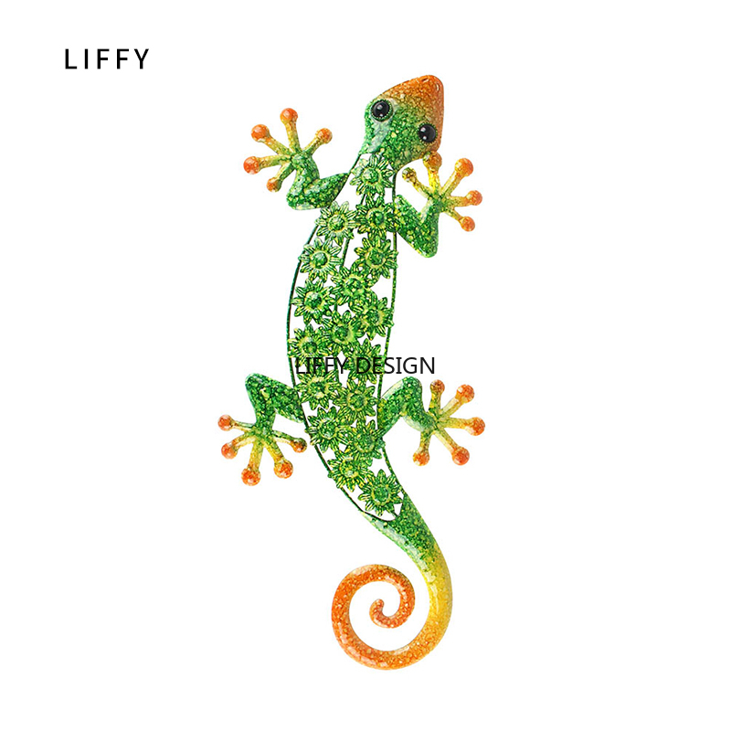 Metal gecko væg dekoration til haven udendørs dyr statuer eller hjem væg dekorative skulpturer: Default Title