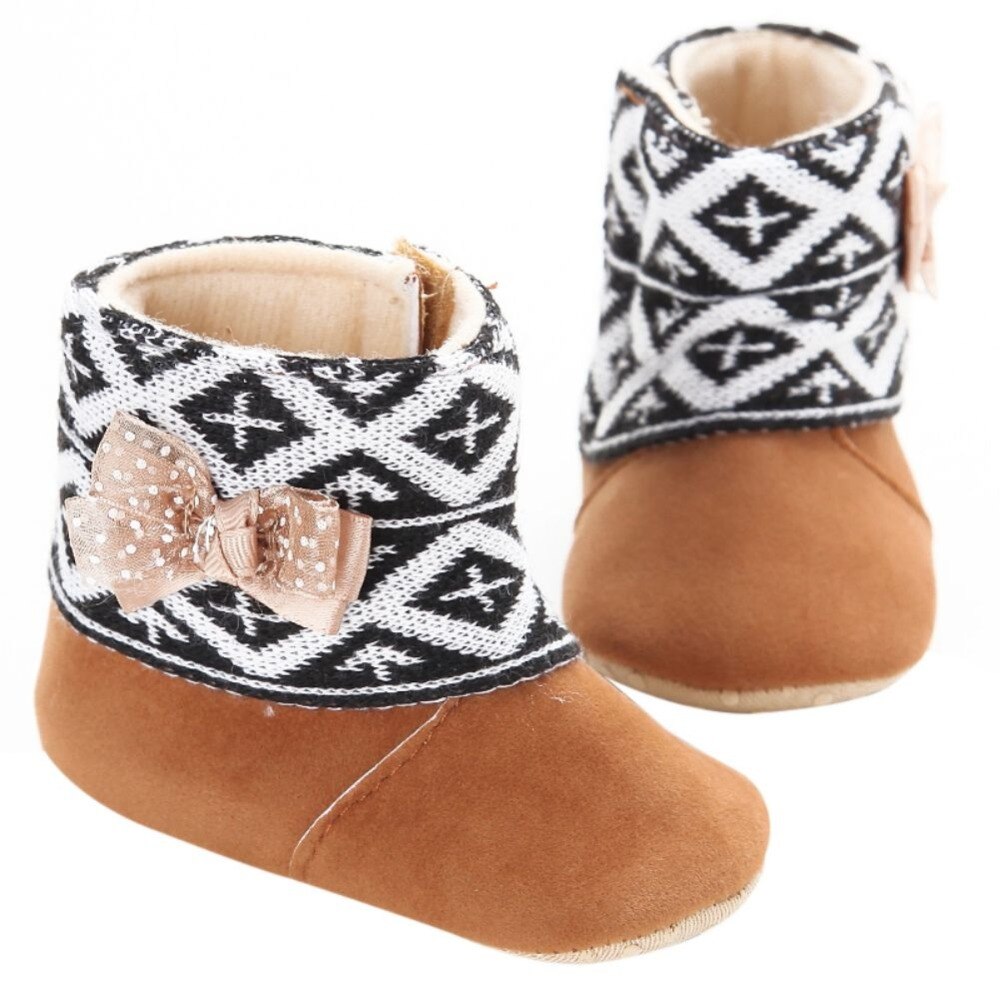 Neugeborenen Baby Mädchen Bowknot Vlies Schnee Stiefel Booties freundlicher Prinzessin Winter Schuhe