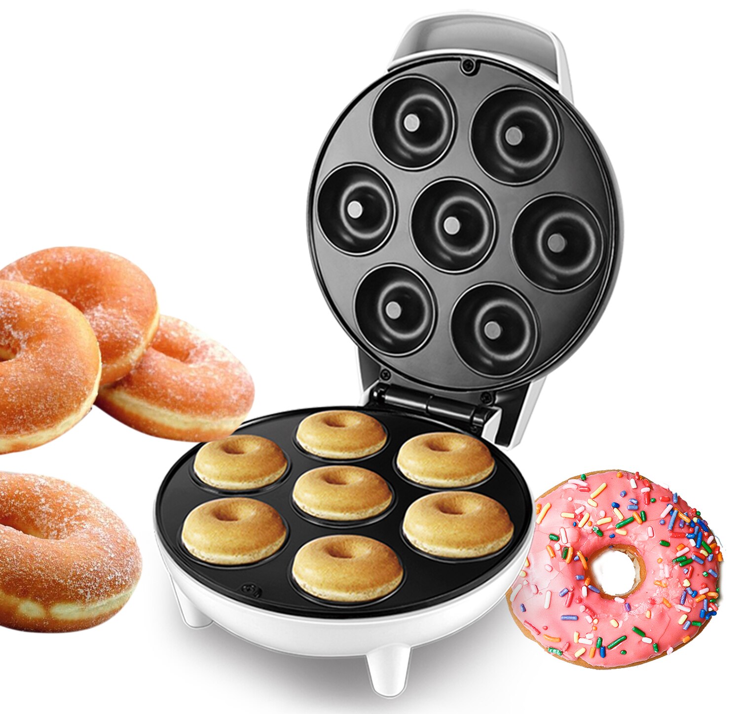 750W Electric Donuts Maker Machine Kitchen Breakfast Maker 7 Donuts Non-stick Coating Plate For 220V Sonifer