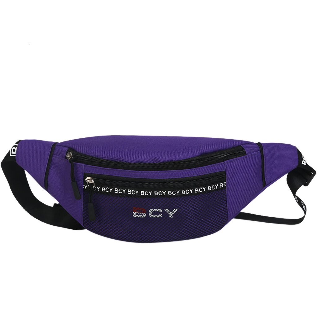 Leinwand Harajuku Stil Taille Tasche für Frauen Männer unisex fanny Pack Brust Packungen Geld Gürtel Bauch Taschen Geldbörse schick Beutel #25: Violett 