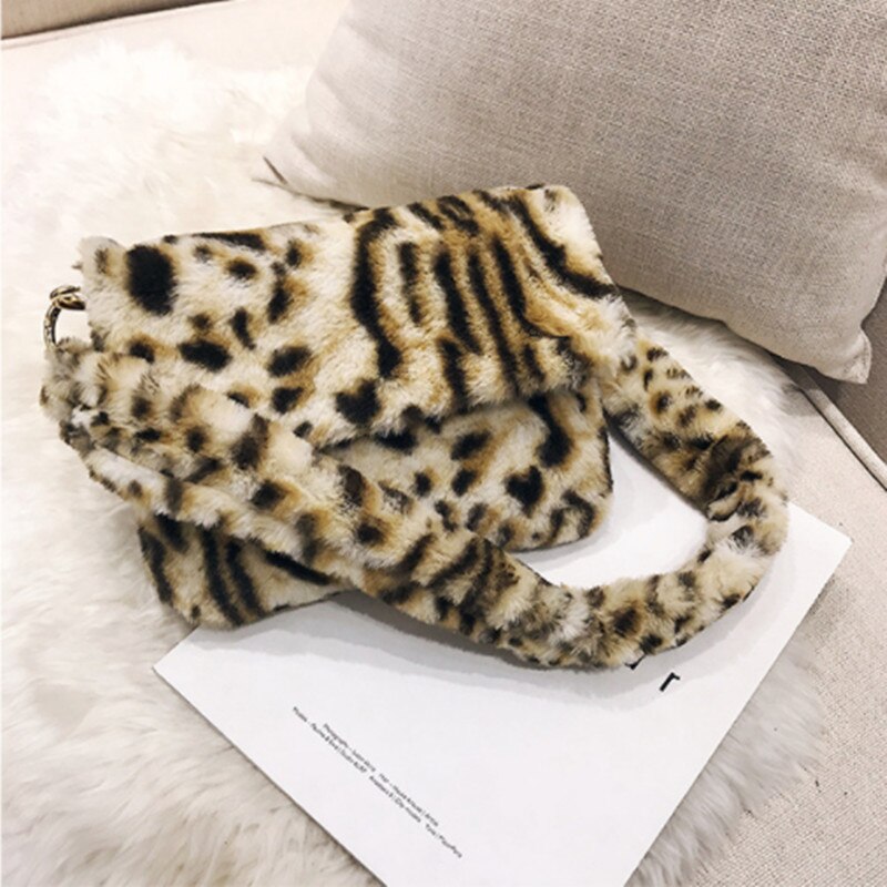 Vrouwen Tas Winter Faux Fur Schoudertas Handtas Dame Luipaard Print Handtas Vrouwelijke Party Kleine Meisjes Draagtas Christmas: Leopard