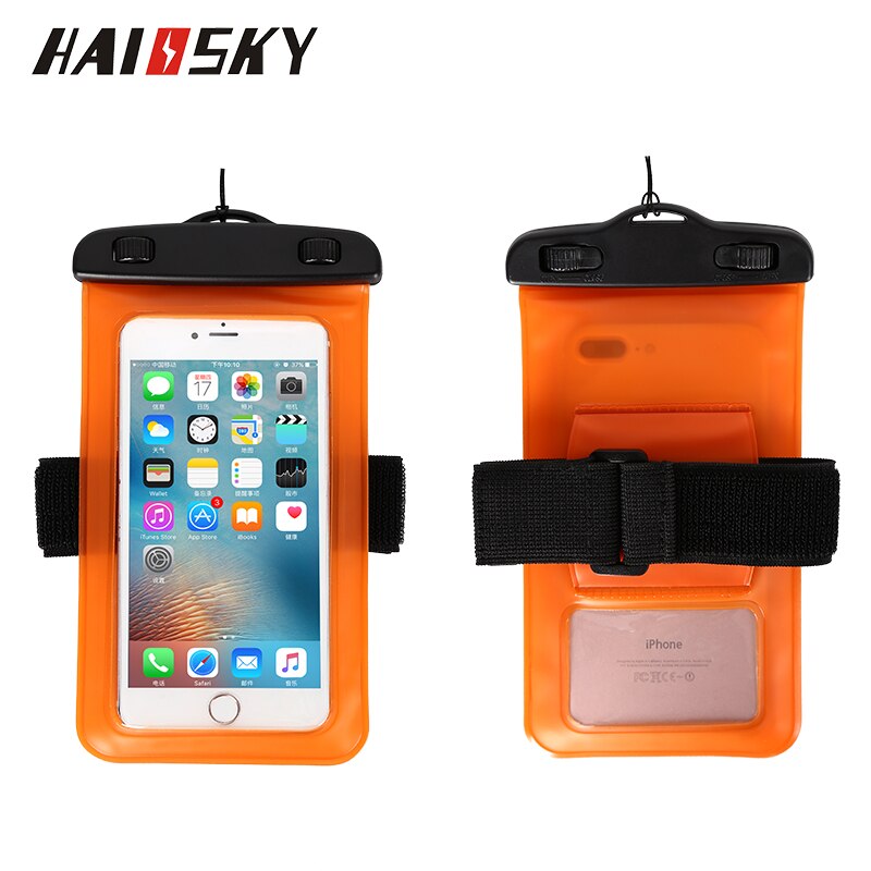 6.0 Universele Waterdichte Telefoon Case Arm Band Tas Voor iPhone X XS Max 6 7 8 Plus Xiaomi mi6 Huawei mate 20 Zwemmen Water proof Cover: Oranje