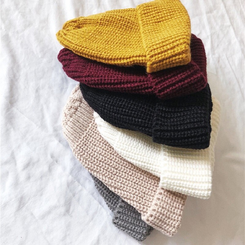 Mænd hue hatte uden skygge kalot street strik hue kvinder mænd akryl unisex afslappet solid græskar bærbar melon kasket