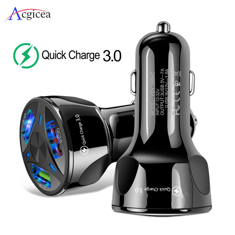 Quick Charge 3.0 Autolader Draagbare 5V 3A Snel Opladen 3 Port Usb Auto-Oplader Voor Iphone 11 samsung Ipad Usb Lader Adapter