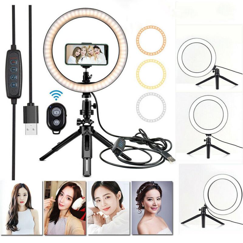 Ring Licht 10 Inch Led Licht Invullen Studio Video Dimbare Make Licht + Statief Selfie Slang Mobiele Telefoon Clip/platte Clip