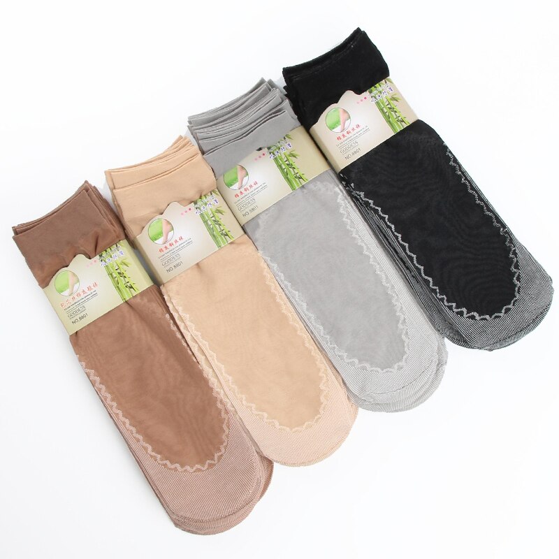Calcetines de seda de terciopelo para mujer, medias de algodón con suela suave antideslizante para masaje, antideslizantes, de verano, 10 pares