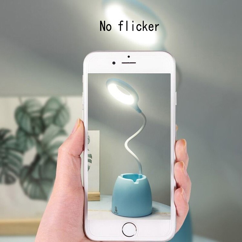 Led bureaulamp oogbescherming leren drie-blok touch opladen schat penhouder studentenhuis oogbescherming bureaulamp