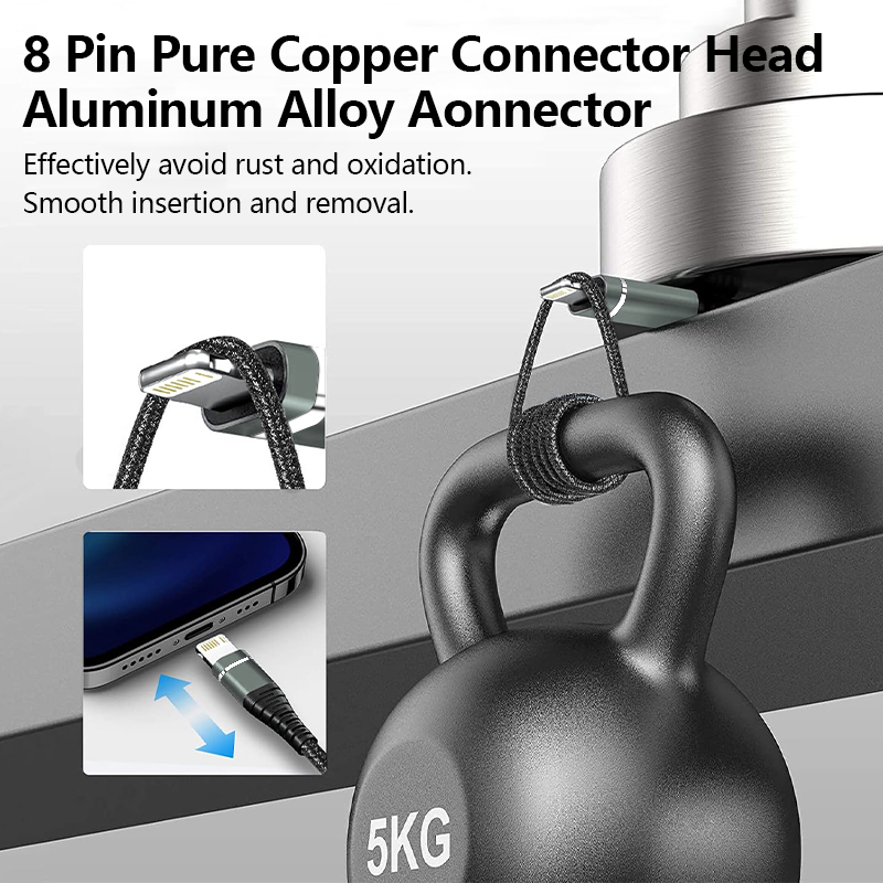 MFI Certified Iphone Cable Lightning Fast Charging 2.4A Charger Cord for Iphone 14 13 12 11 Pro Max XS Max XR SE Nylon Braided