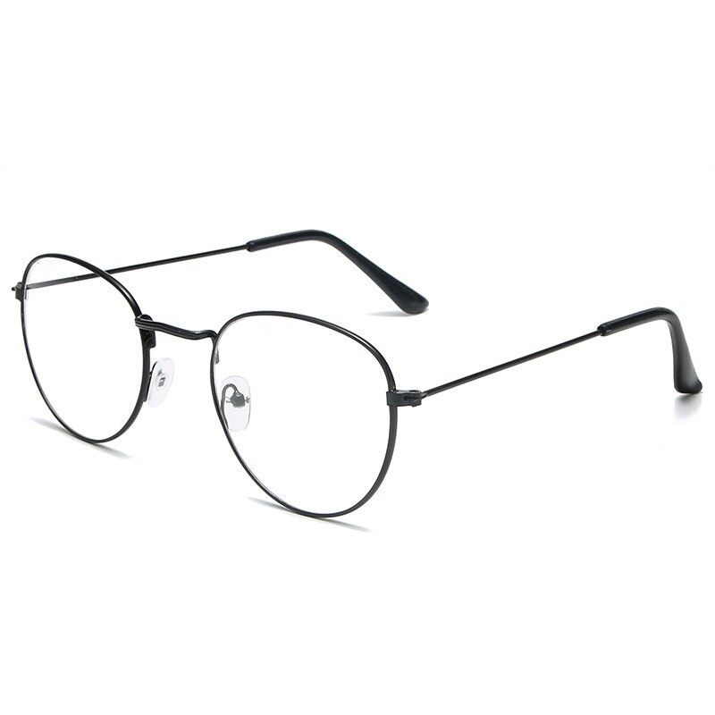Monture de lunettes rondes en métal Vintage pour femmes et hommes, montures pour lunettes optiques, couleur or/noir/argent, accessoires lunettes: 2-Black