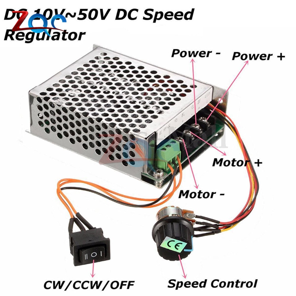 DC 10-50V 40A controlador de velocidad del Motor controlador de Motor PWM 12 V/24 V/36 V/48 V invertida interruptor CW CCW Reversible controlador de impulsos 10 V-50 V