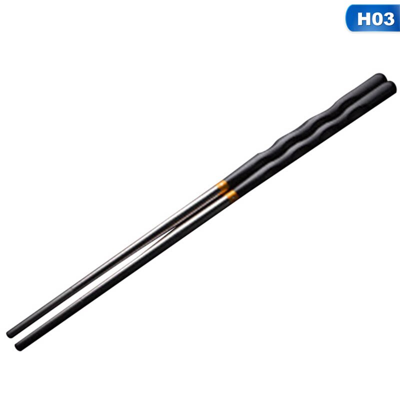 1 Pair Stainless Steel Japanese Chopsticks Non-slip Stainless Steel Chop Sticks Set Reusable Food Sticks Sushi Hashi: 03