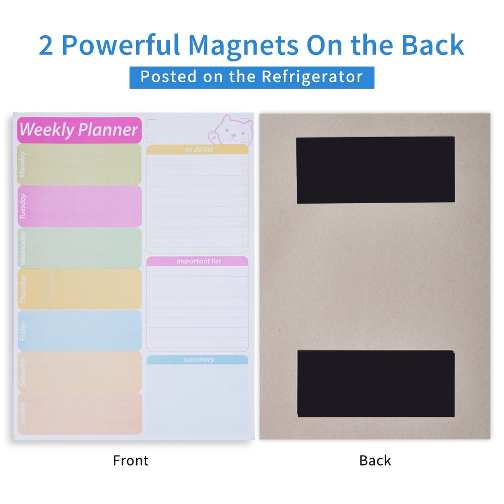 Weekly Meal Planning Pad, Magnetic Notepad, 7x10 Inches, Each Pages with Tear Away Perforated Grocery List for Convenient Shoppi