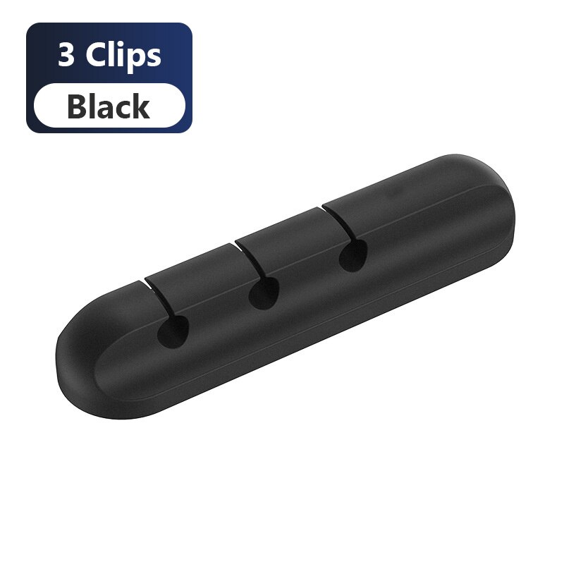 Silicone Cable Winders Flexible Cord Management Cable Holder Clips For USB Mouse Headphone Earphone Network Smart Wire Organizer: 3 Clips