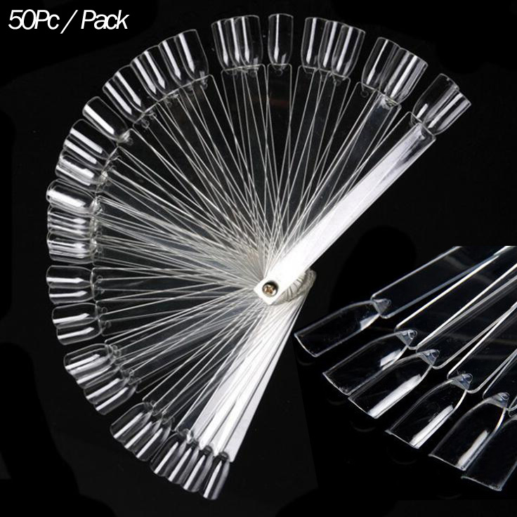 Addfavor Fan Brede Valse Nail Art Tips Palet Polish Kleur Brede Display Praktijk Card Nail Art Kleur Ring Salon Manicure gereedschap: Clear