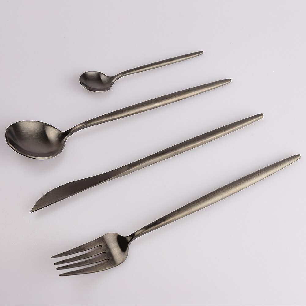 4 Stck einstellen Edelstahl Besteck einstellen Luxus Geschirr 10 Farben Erhältlich Gabel Messer Nachtisch Geschirr Gold Silber Schwarz
