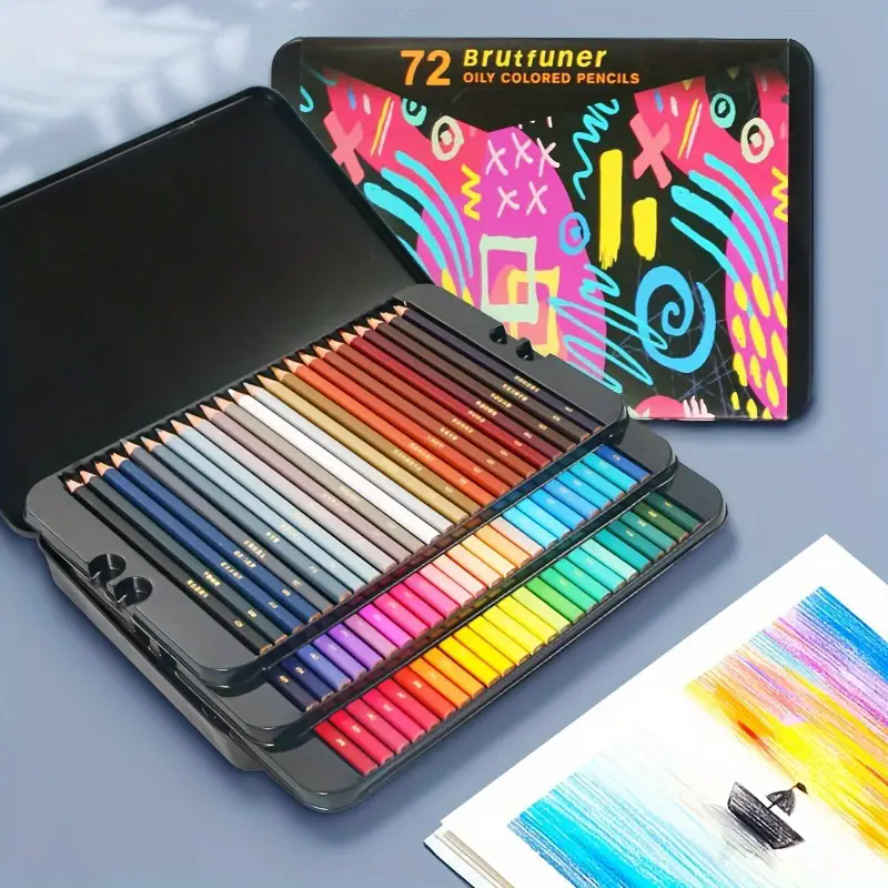 Brutfuner 72/120 Kolorowe Luksusowe Kredki Olejne w Metalowym Pudełku Nowej Generacji premia Rdzeń Kwadratowy Zestaw Kredkowych