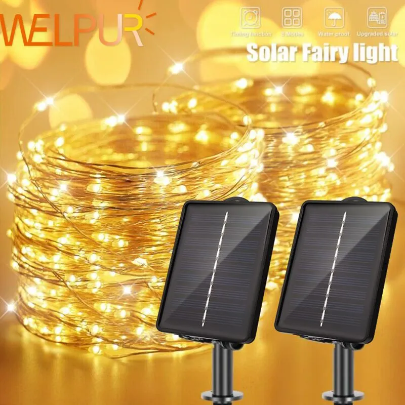 Led Outdoor Solar Lamp String Lights Timing 200/300 Leds Fairy Christmas Party Garland Solar Tuin Waterdicht
